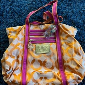 Y2K Coach Poppy op art glam tote shoulder bag